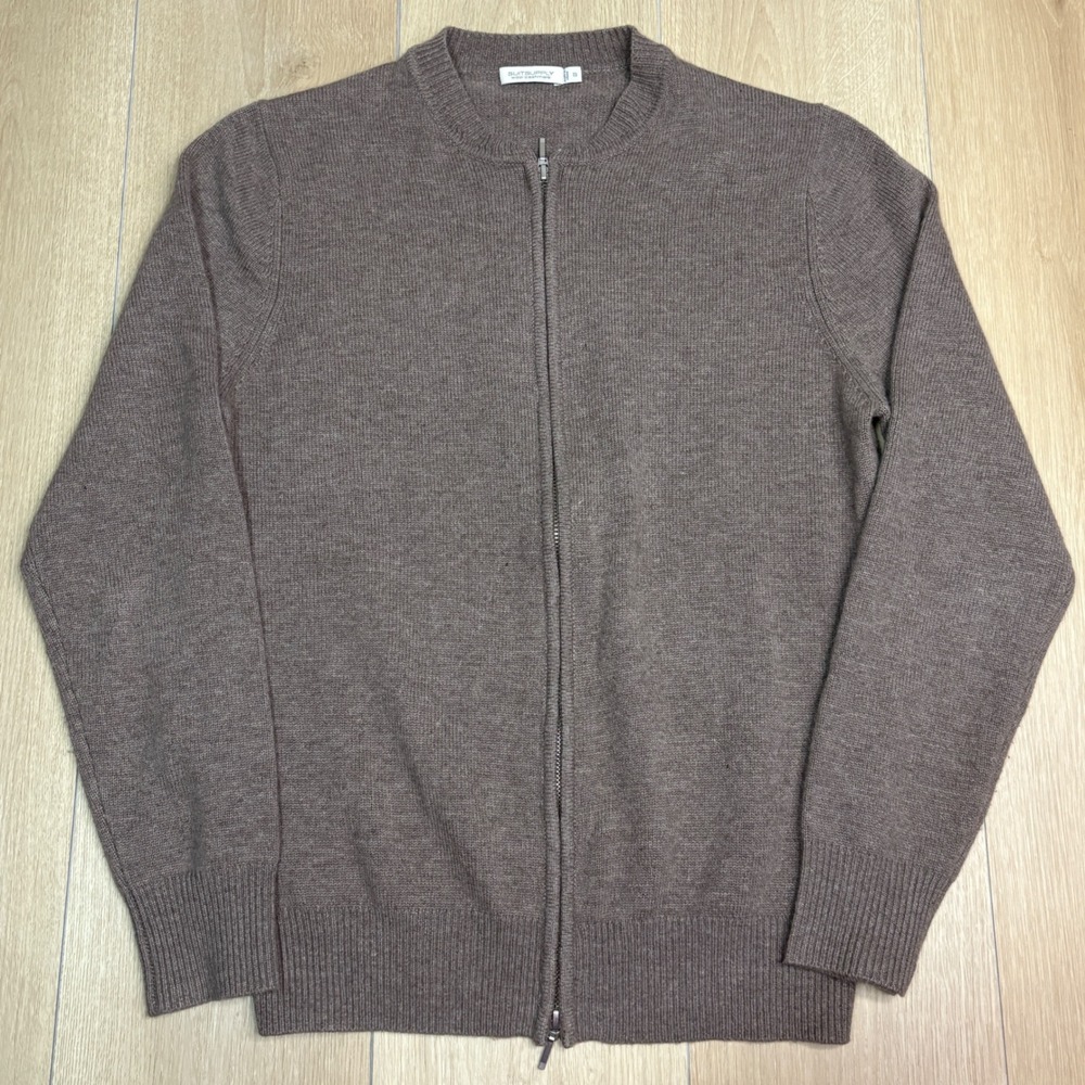 Suitsupply Mens Wool Cashmere Full Zip Cardigan Sweater Taupe Brown SW662 Size S